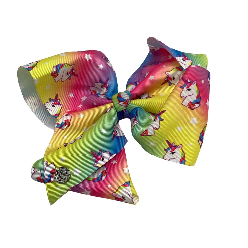 JoJo Siwa Rainbow Unicorn Star Grosgrain Hair Bow Signature Collection Clip